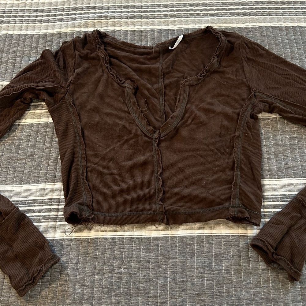 Urban Outfitters Distressed Long Sleeve Women's Crop Top Size XS